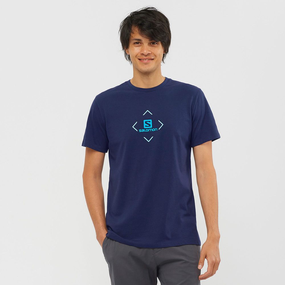 Salomon T-Shirts Herre Mørkeblå - SALOMON COTTON M (NFCTH-7082)